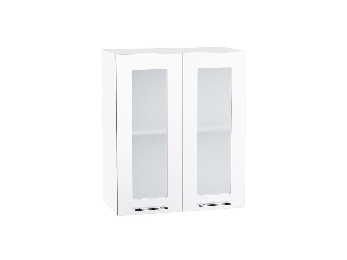 Шкаф верхний с 2-мя остекленными дверцами Валерия-М Белый глянец Белый 716*600*318