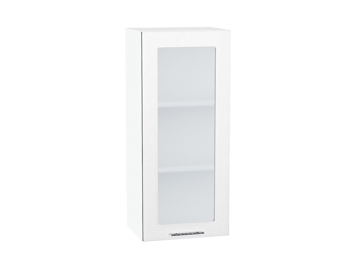 Шкаф верхний с 1-ой остекленной дверцей Валерия-М Белый металлик Белый 920*400*318