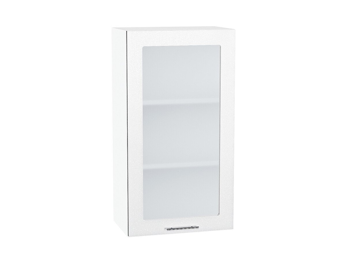 Шкаф верхний с 1-ой остекленной дверцей Валерия-М Белый металлик Белый 920*500*318