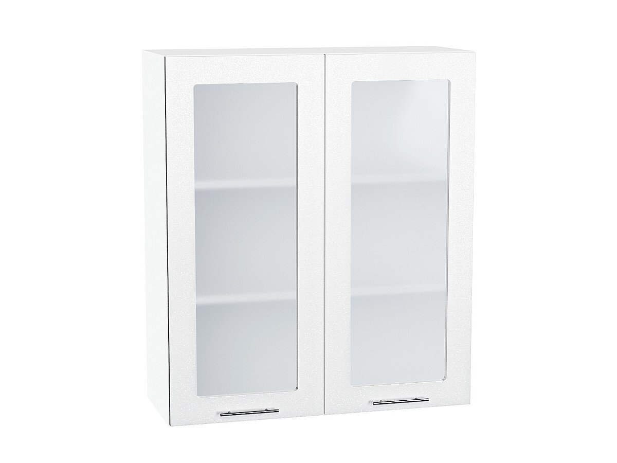 Шкаф верхний с 2-мя остекленными дверцами Валерия-М Белый металлик Белый 920*800*318