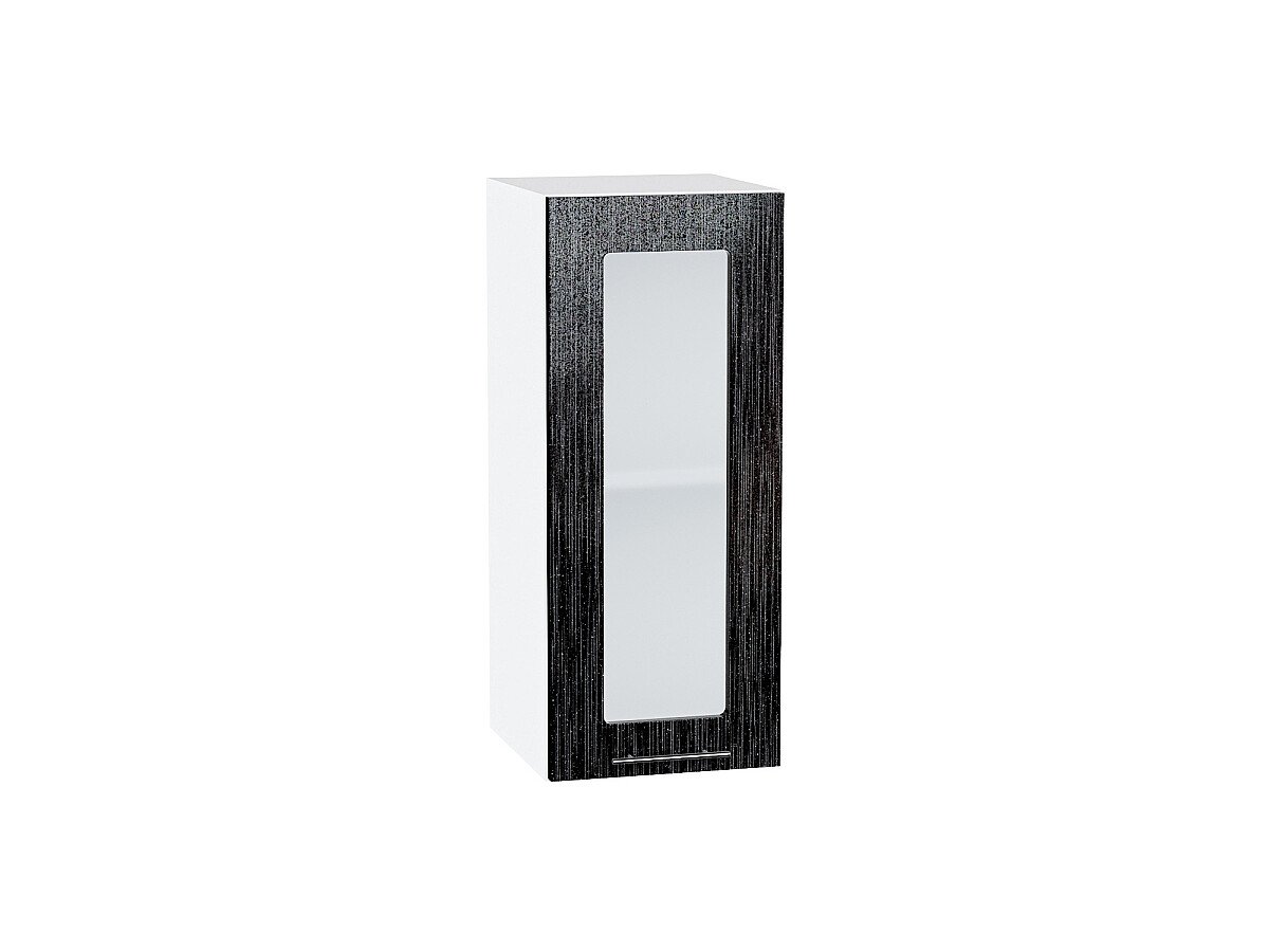 Шкаф верхний с 1-ой остекленной дверцей Валерия-М Черный металлик дождь Белый 716*300*318