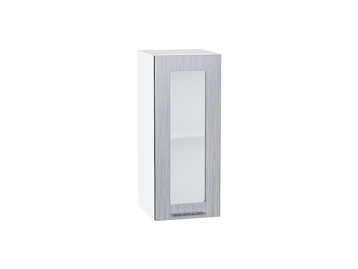 Шкаф верхний с 1-ой остекленной дверцей Валерия-М Серый металлик дождь светлый Белый 716*300*318
