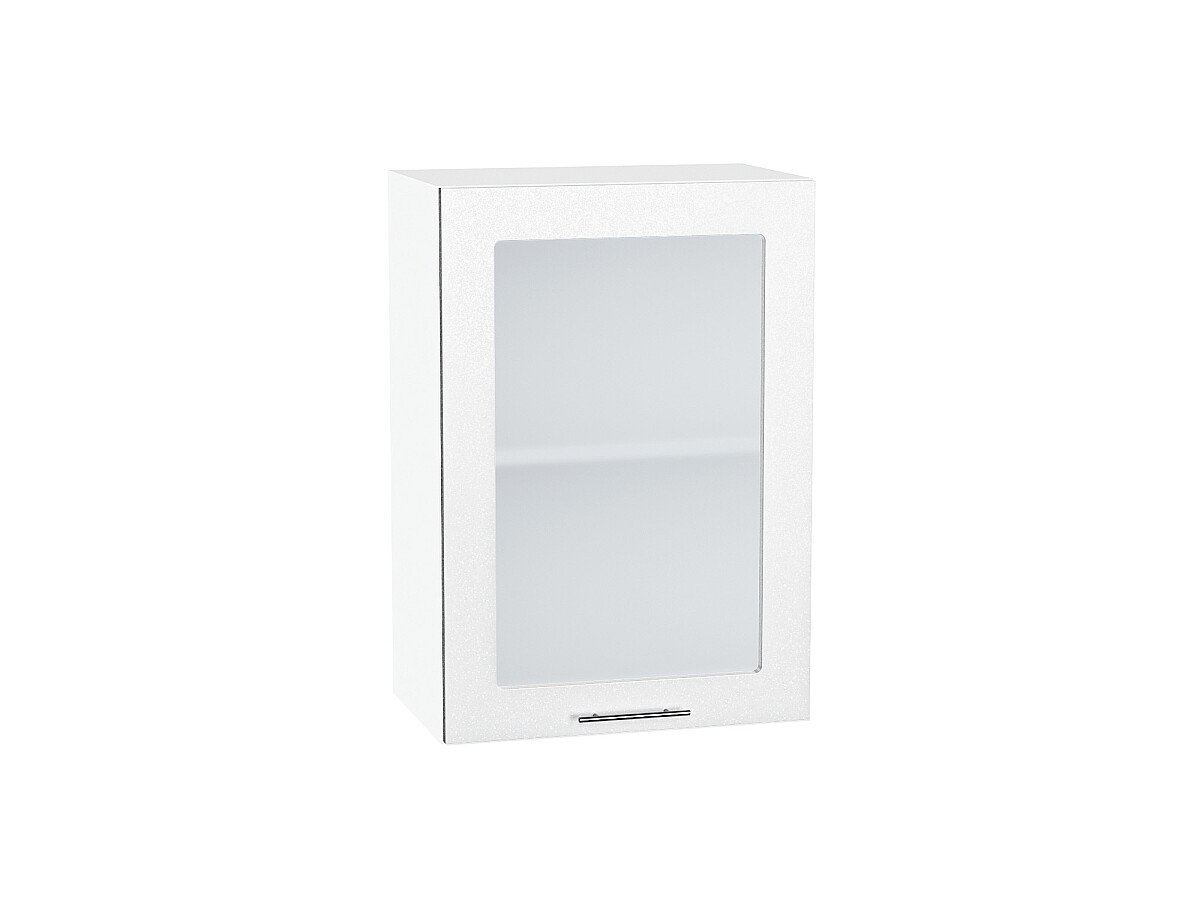 Шкаф верхний с 1-ой остекленной дверцей Валерия-М Белый металлик Белый 716*500*318