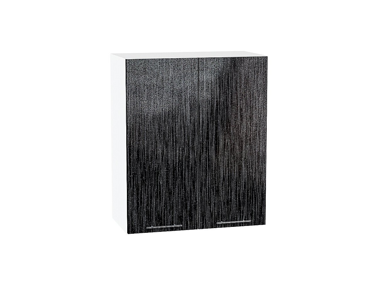 Шкаф верхний с 2-мя дверцами Валерия-М Черный металлик дождь Белый 716*600*318