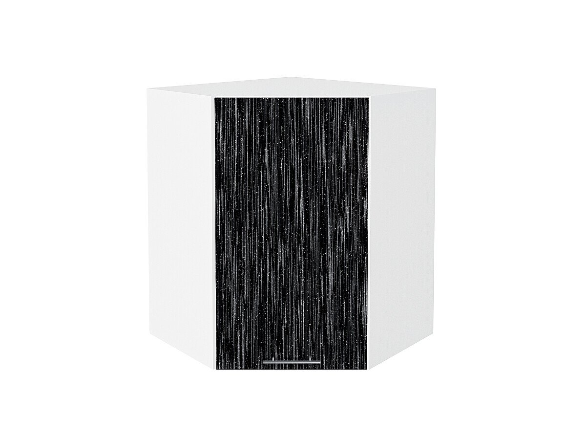 Шкаф верхний угловой Валерия-М Черный металлик дождь Белый 716*600*600