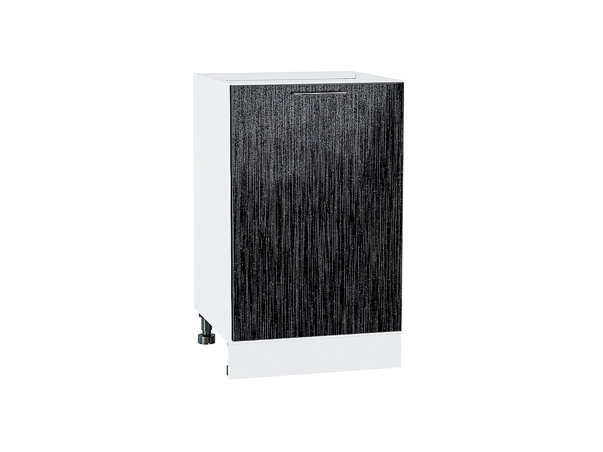 Шкаф нижний с 1-ой дверцей Валерия-М Черный металлик дождь Белый 816*500*478