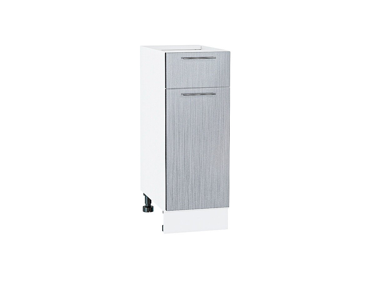 Шкаф нижний с 1-ой дверцей и ящиком Валерия-М Серый металлик дождь светлый Белый 816*300*478