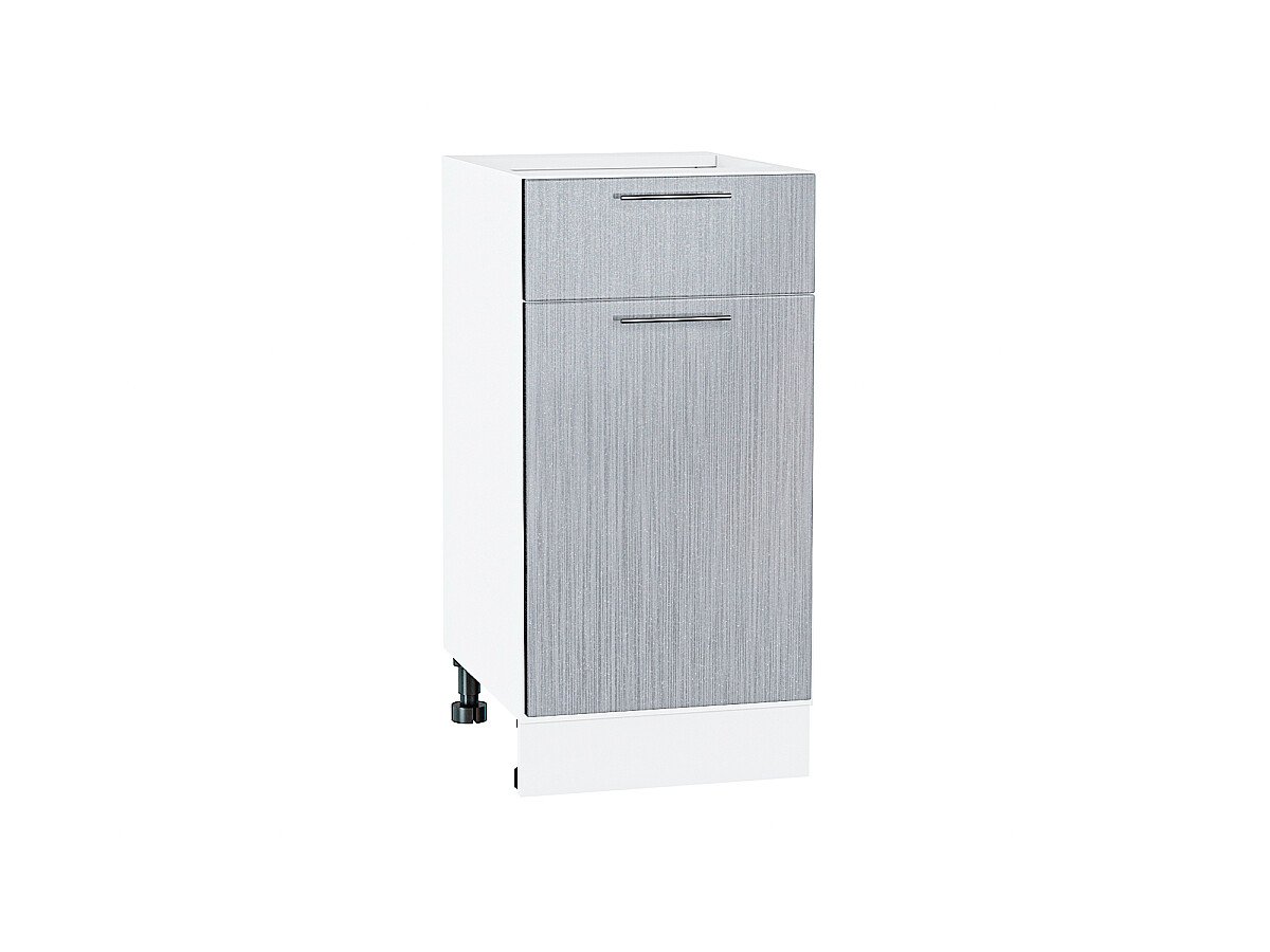 Шкаф нижний с 1-ой дверцей и ящиком Валерия-М Серый металлик дождь светлый Белый 816*400*478