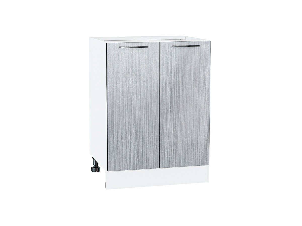 Шкаф нижний с 2-мя дверцами Валерия-М Серый металлик дождь светлый Белый 816*600*478
