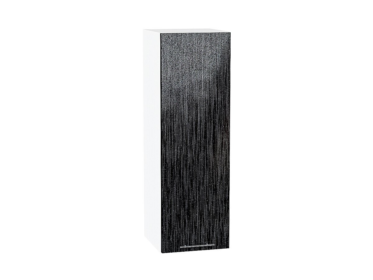 Шкаф верхний с 1-ой дверцей Валерия-М Черный металлик дождь Белый 920*300*318