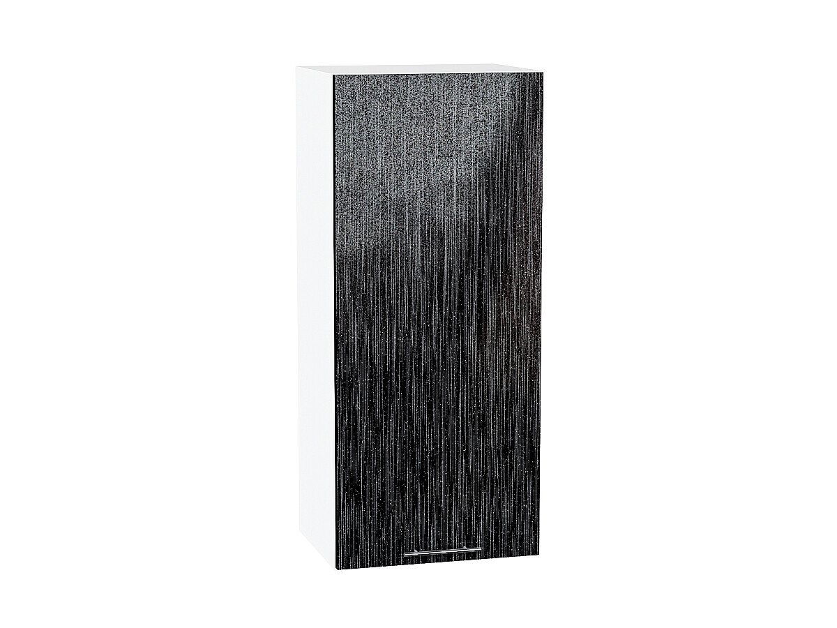 Шкаф верхний с 1-ой дверцей Валерия-М Черный металлик дождь Белый 920*400*318