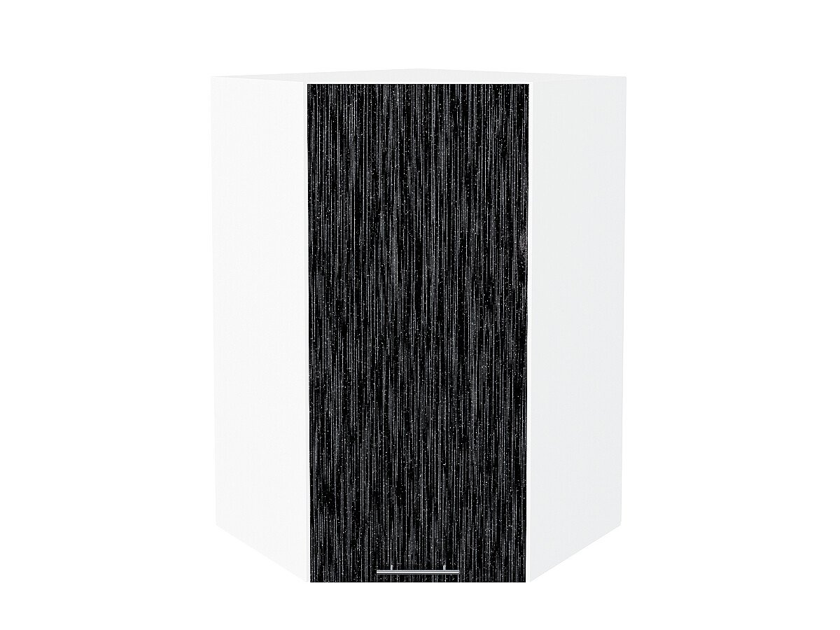 Шкаф верхний угловой Валерия-М Черный металлик дождь Белый 920*600*600