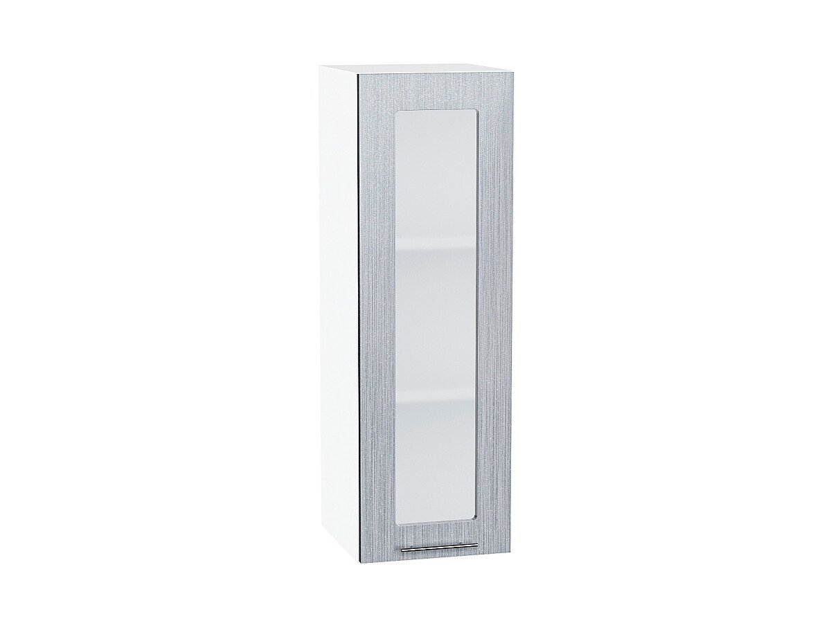 Шкаф верхний с 1-ой остекленной дверцей Валерия-М Серый металлик дождь светлый Белый 920*300*318