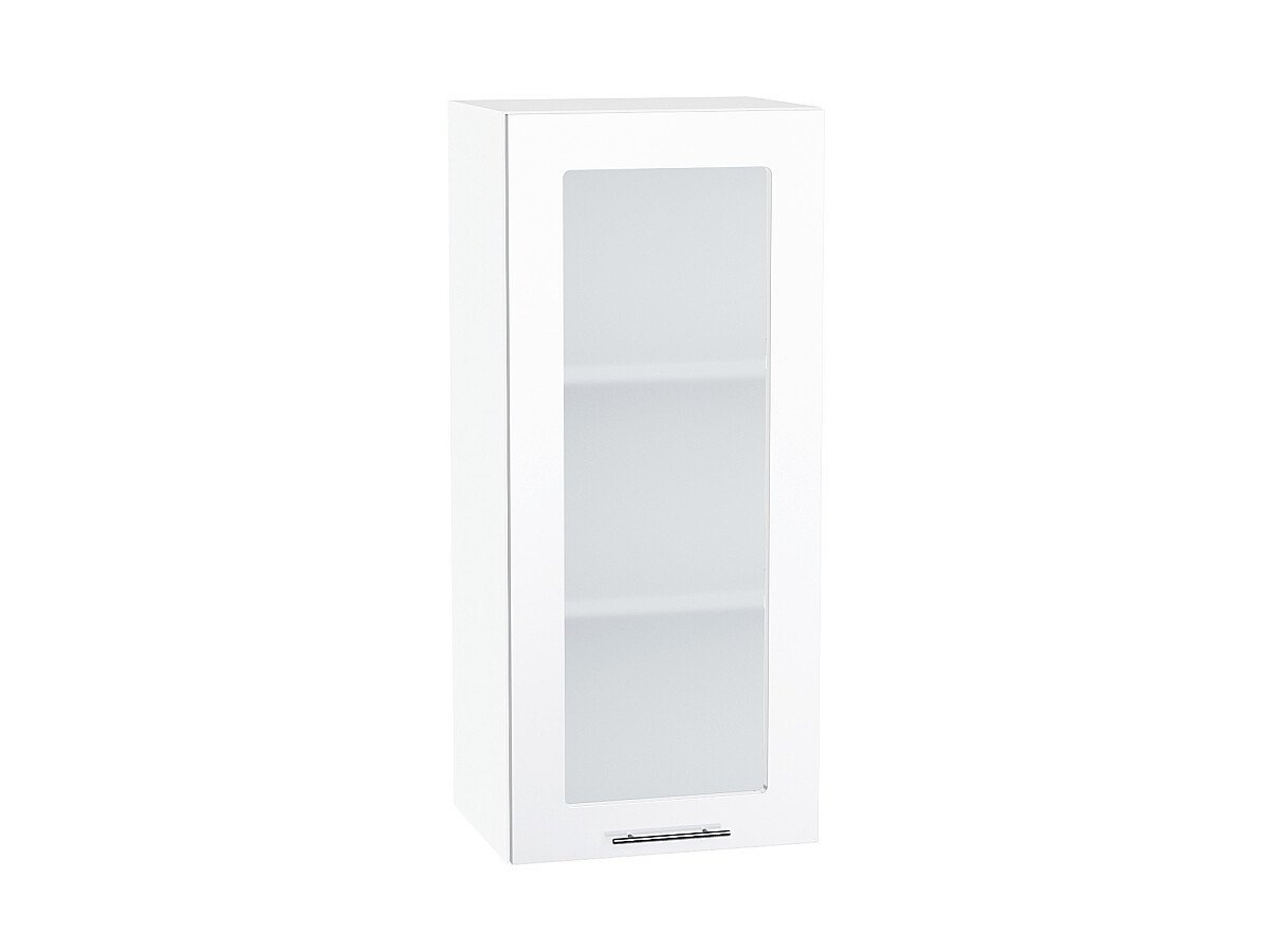 Шкаф верхний с 1-ой остекленной дверцей Валерия-М Белый глянец Белый 920*400*318