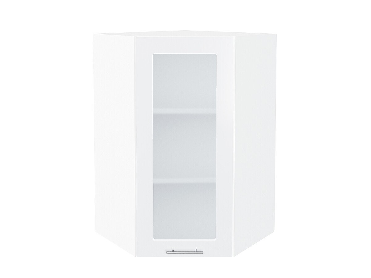 Шкаф верхний угловой остекленный Валерия-М Белый глянец Белый 920*600*600