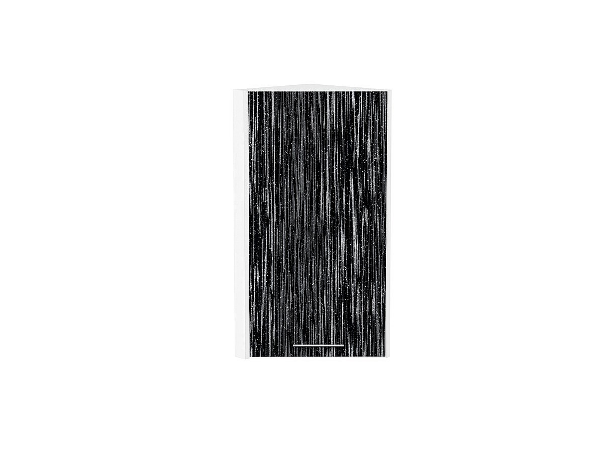 Шкаф верхний торцевой Валерия-М Черный металлик дождь Белый 716*300*304