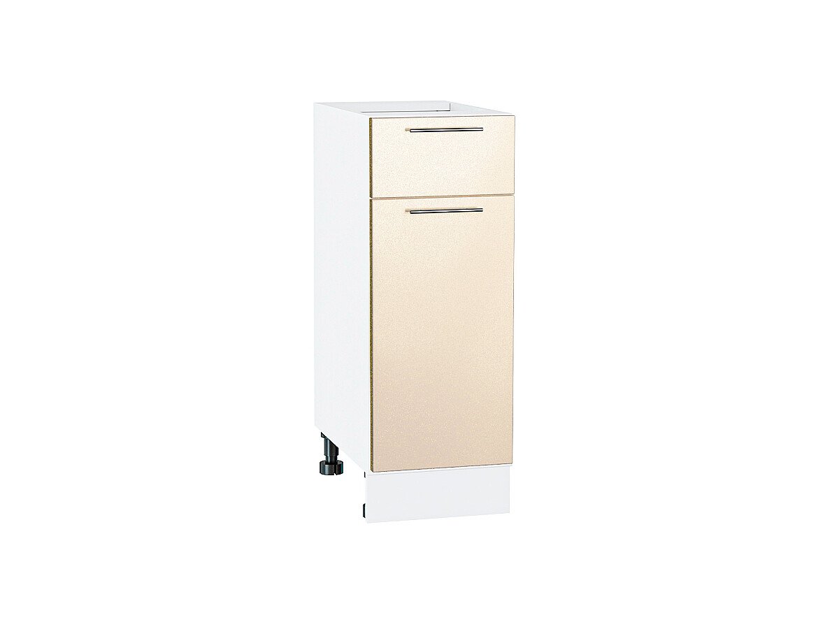Шкаф нижний с 1-ой дверцей и ящиком Валерия-М Бежевый металлик Белый 816*300*478
