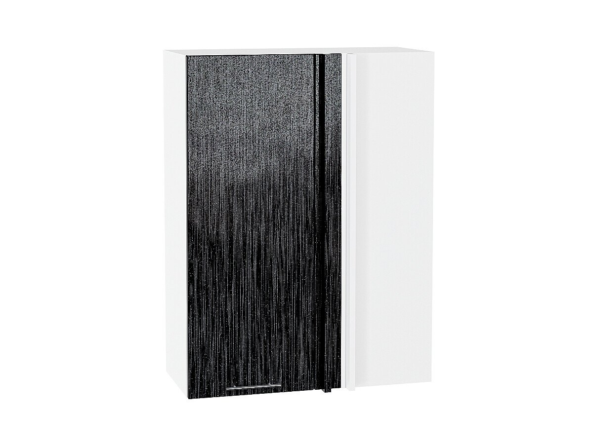 Шкаф верхний прямой угловой Валерия-М Черный металлик дождь Белый 920*700*345