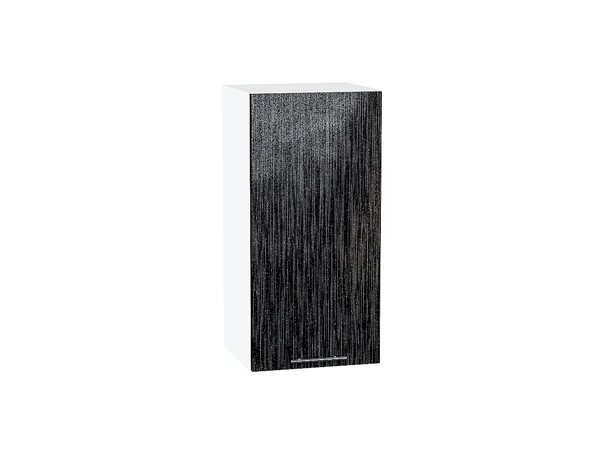 Шкаф верхний с 1-ой дверцей Валерия-М Черный металлик дождь Белый 716*350*318