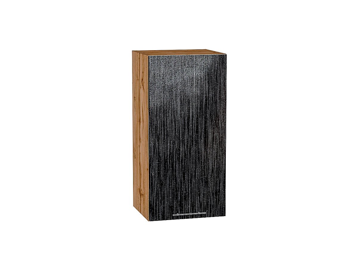 Шкаф верхний с 1-ой дверцей Валерия-М Черный металлик дождь Дуб Вотан 716*350*318