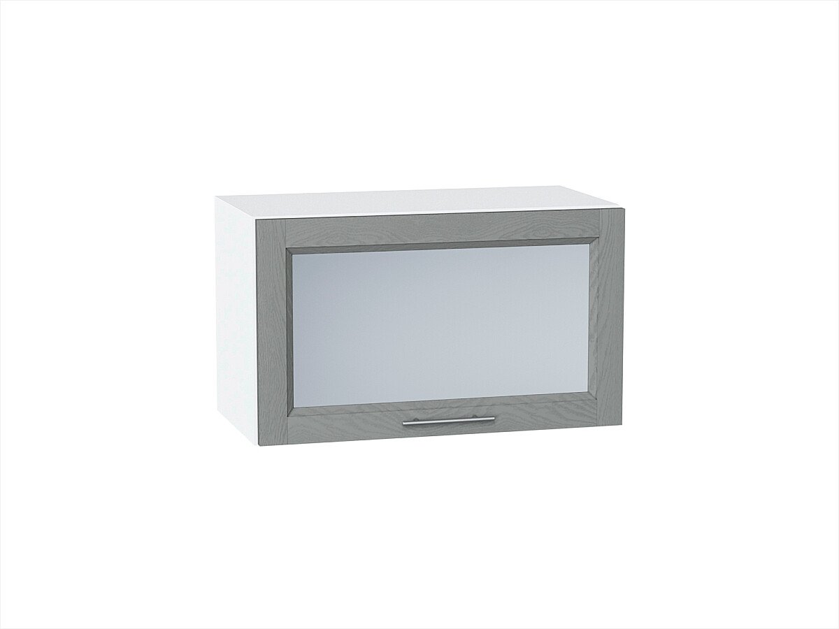 Шкаф верхний горизонтальный остекленный Сканди Grey Softwood Белый 358*600*320