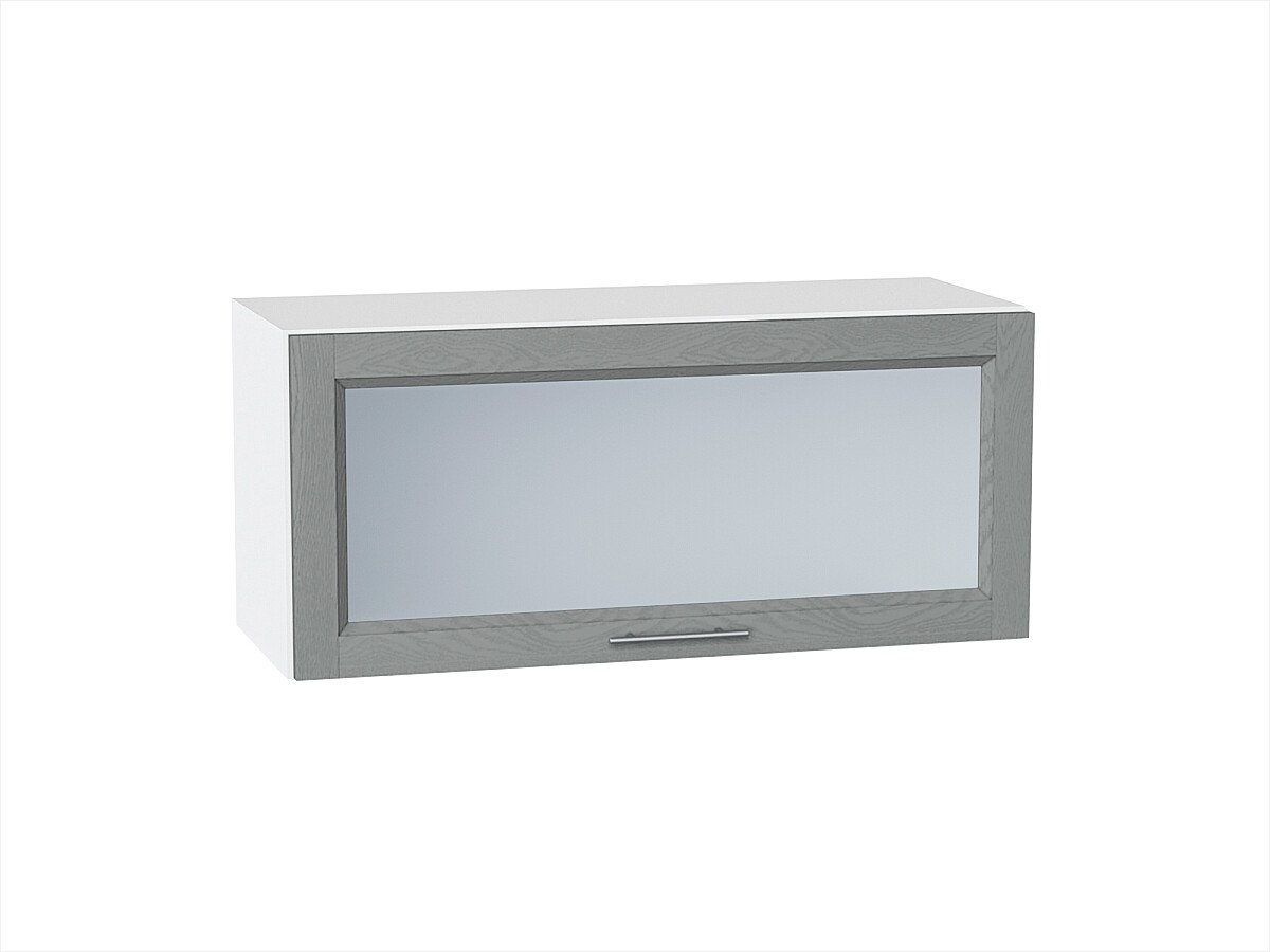 Шкаф верхний горизонтальный остекленный Сканди Grey Softwood Белый 358*800*320