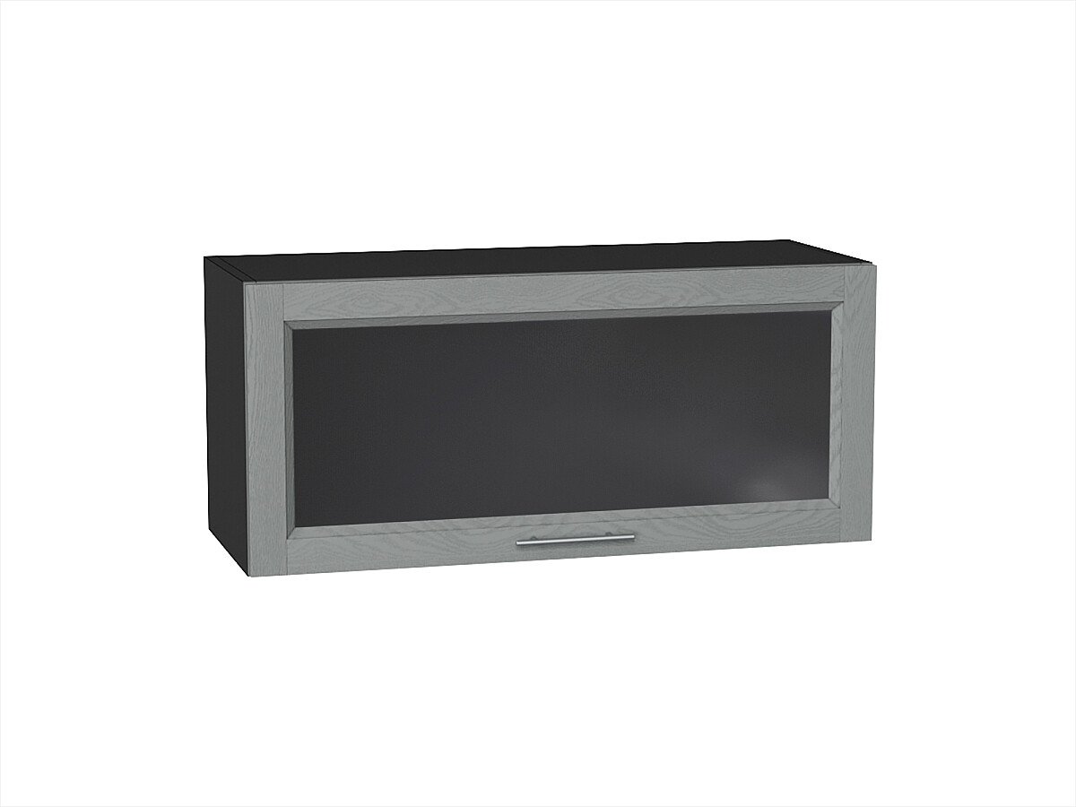 Шкаф верхний горизонтальный остекленный Сканди Grey Softwood Graphite 358*800*320