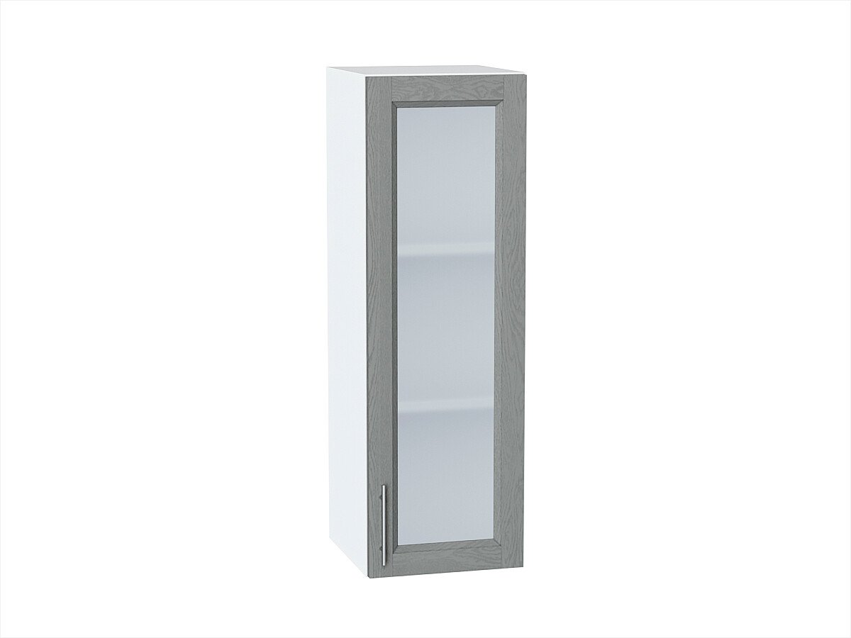 Шкаф верхний с 1-ой остекленной дверцей Сканди Grey Softwood Белый 920*300*320