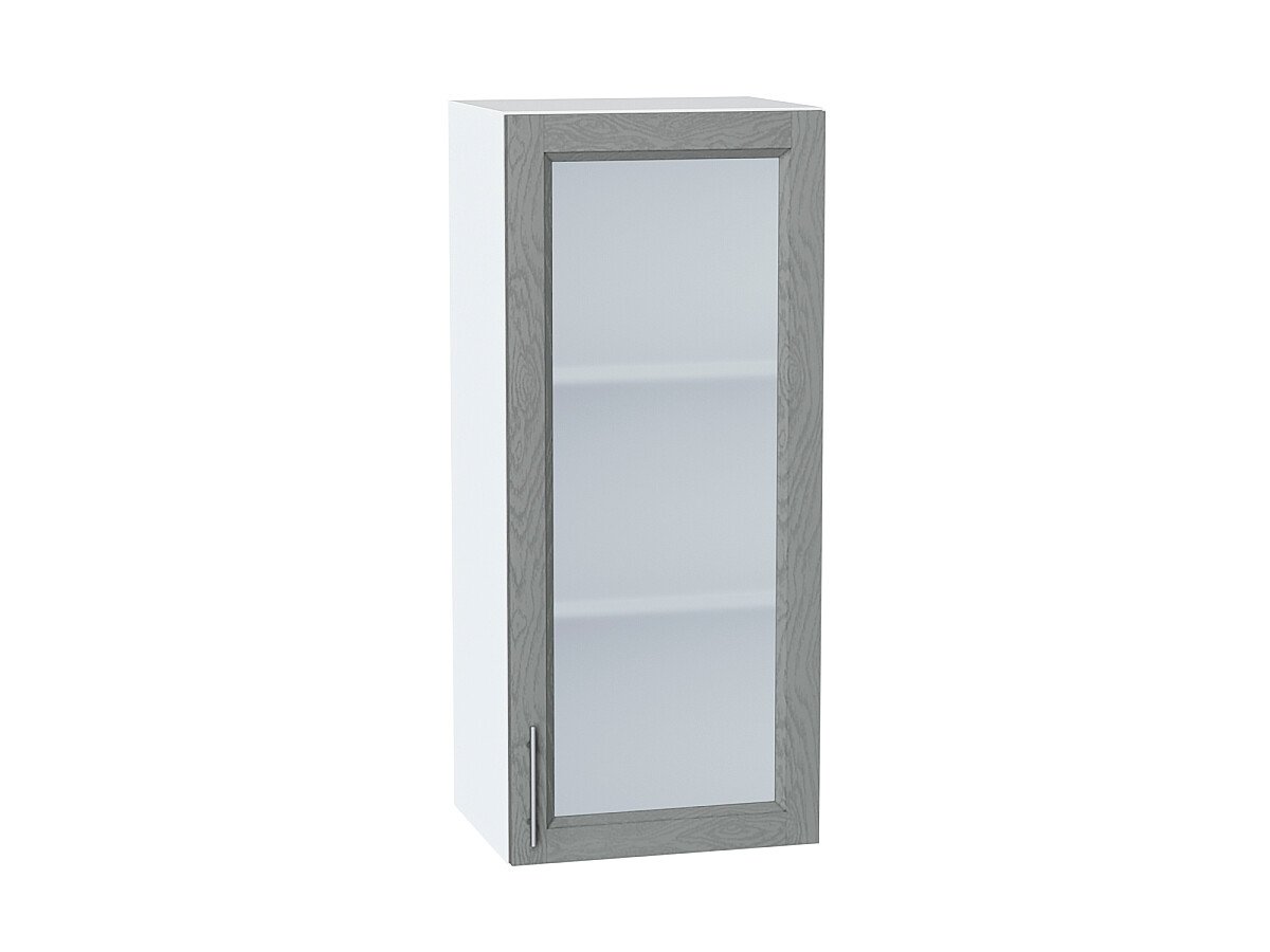 Шкаф верхний с 1-ой остекленной дверцей Сканди Grey Softwood Белый 920*400*320
