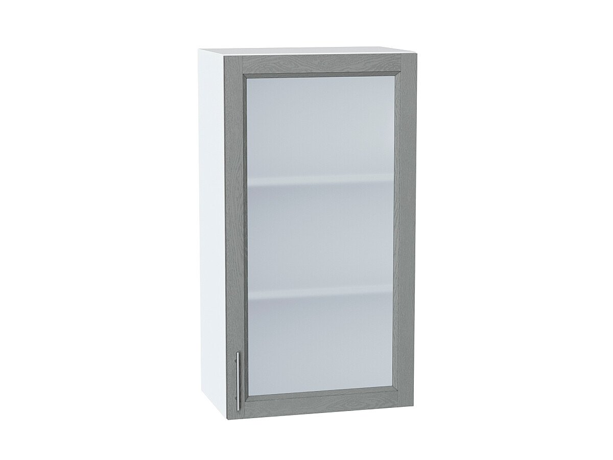 Шкаф верхний с 1-ой остекленной дверцей Сканди Grey Softwood Белый 920*500*320
