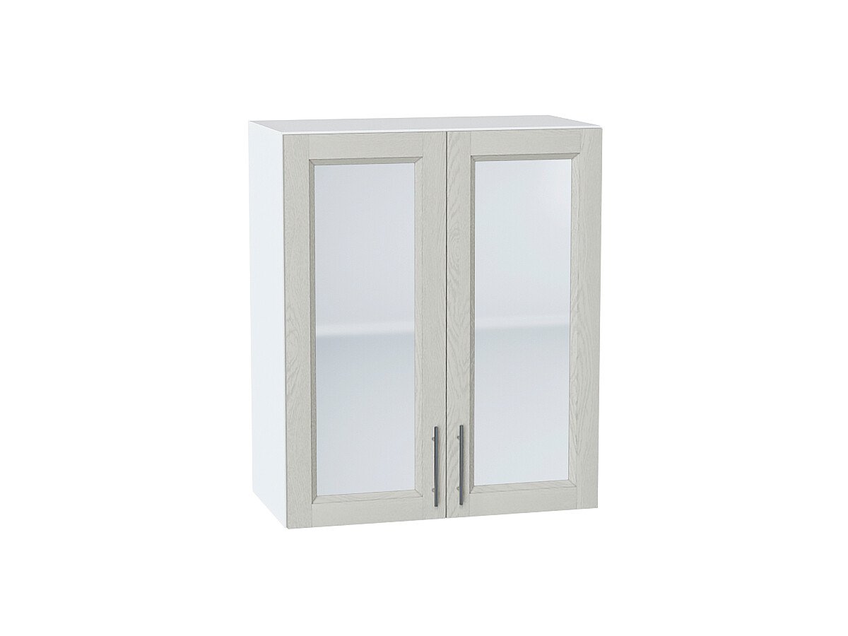Шкаф верхний с 2-мя остекленными дверцами Сканди Cappuccino Softwood Белый 716*600*320