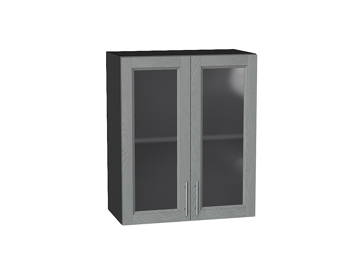 Шкаф верхний с 2-мя остекленными дверцами Сканди Grey Softwood Graphite 716*600*320