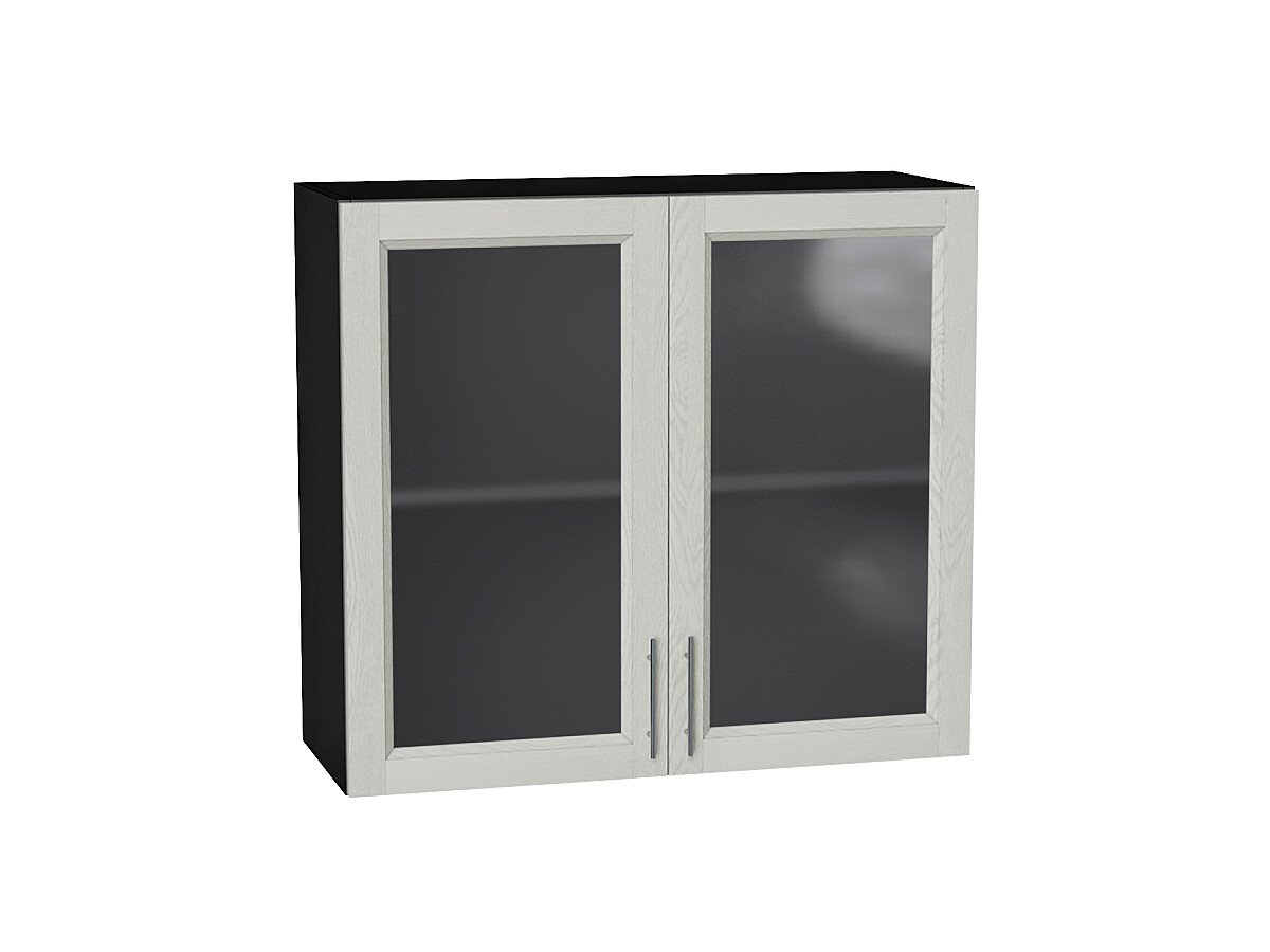 Шкаф верхний с 2-мя остекленными дверцами Сканди Cappuccino Softwood Graphite 716*800*320