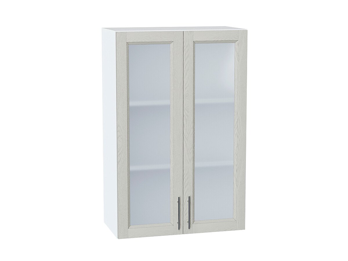 Шкаф верхний с 2-мя остекленными дверцами Сканди Cappuccino Softwood Белый 920*600*320