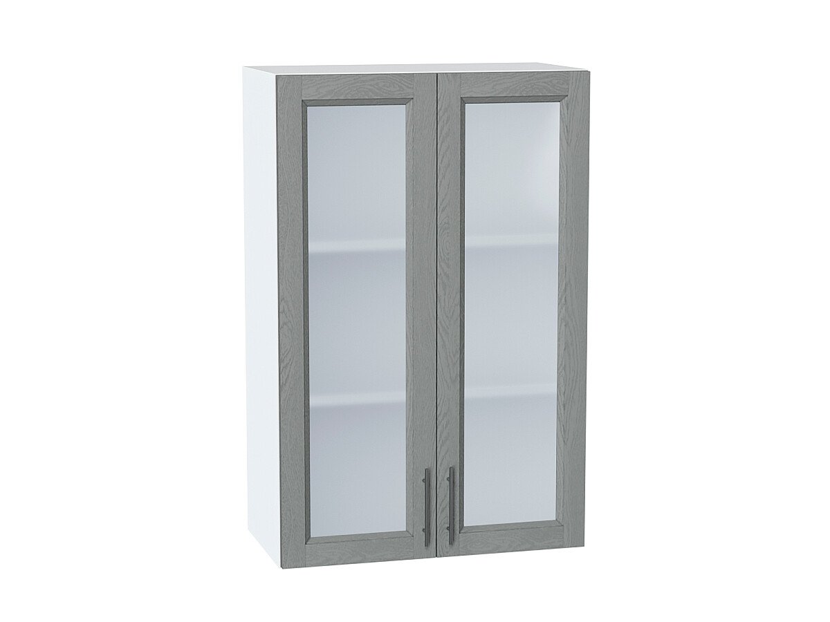 Шкаф верхний с 2-мя остекленными дверцами Сканди Grey Softwood Белый 920*600*320