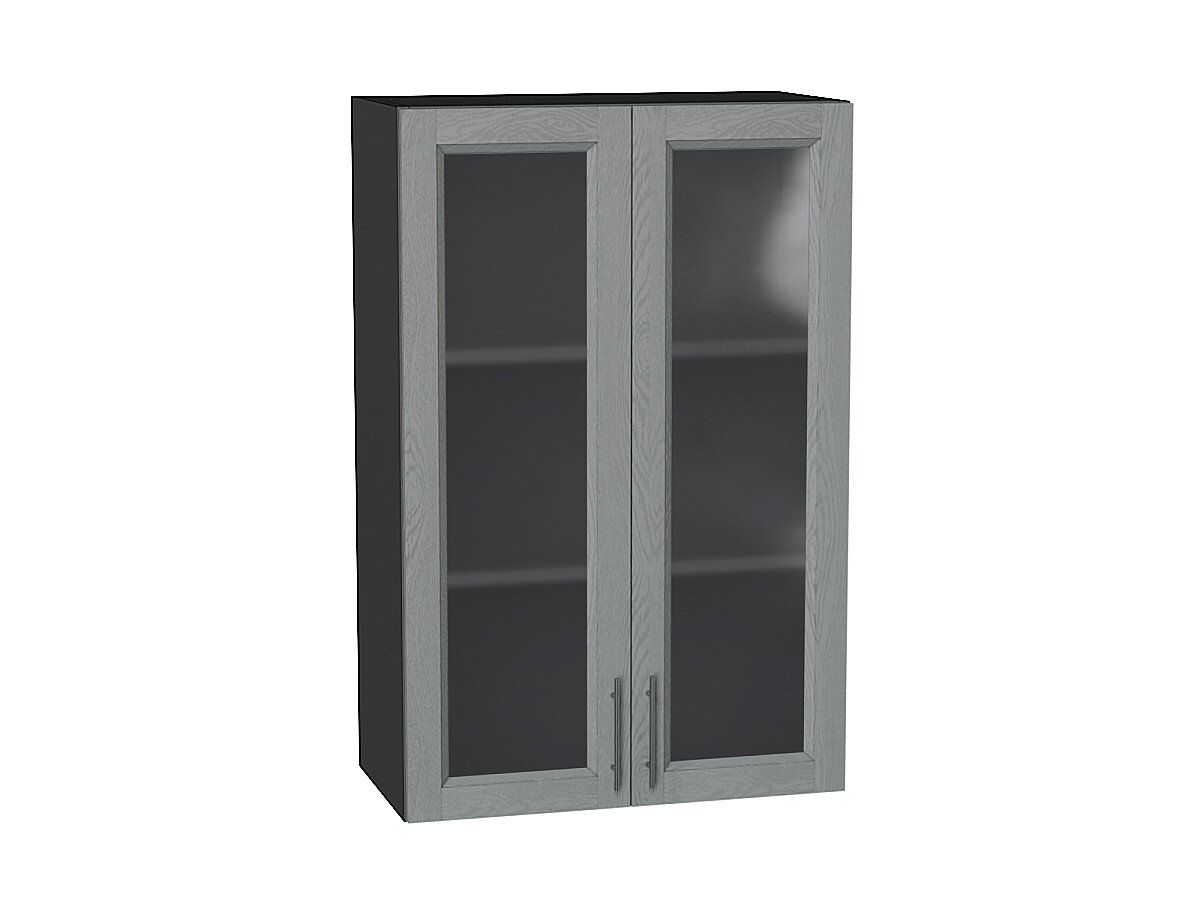 Шкаф верхний с 2-мя остекленными дверцами Сканди Grey Softwood Graphite 920*600*320