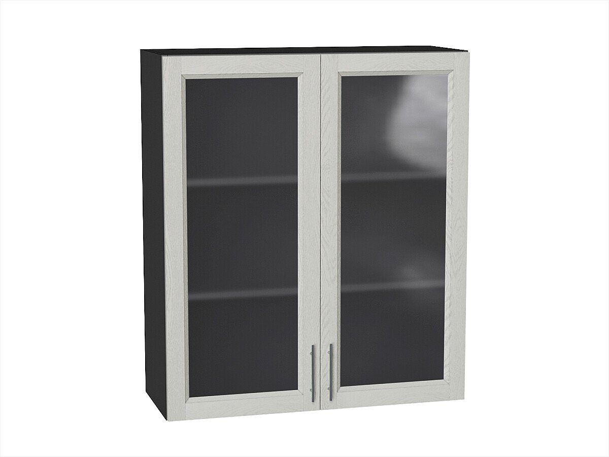 Шкаф верхний с 2-мя остекленными дверцами Сканди Cappuccino Softwood Graphite 920*800*320