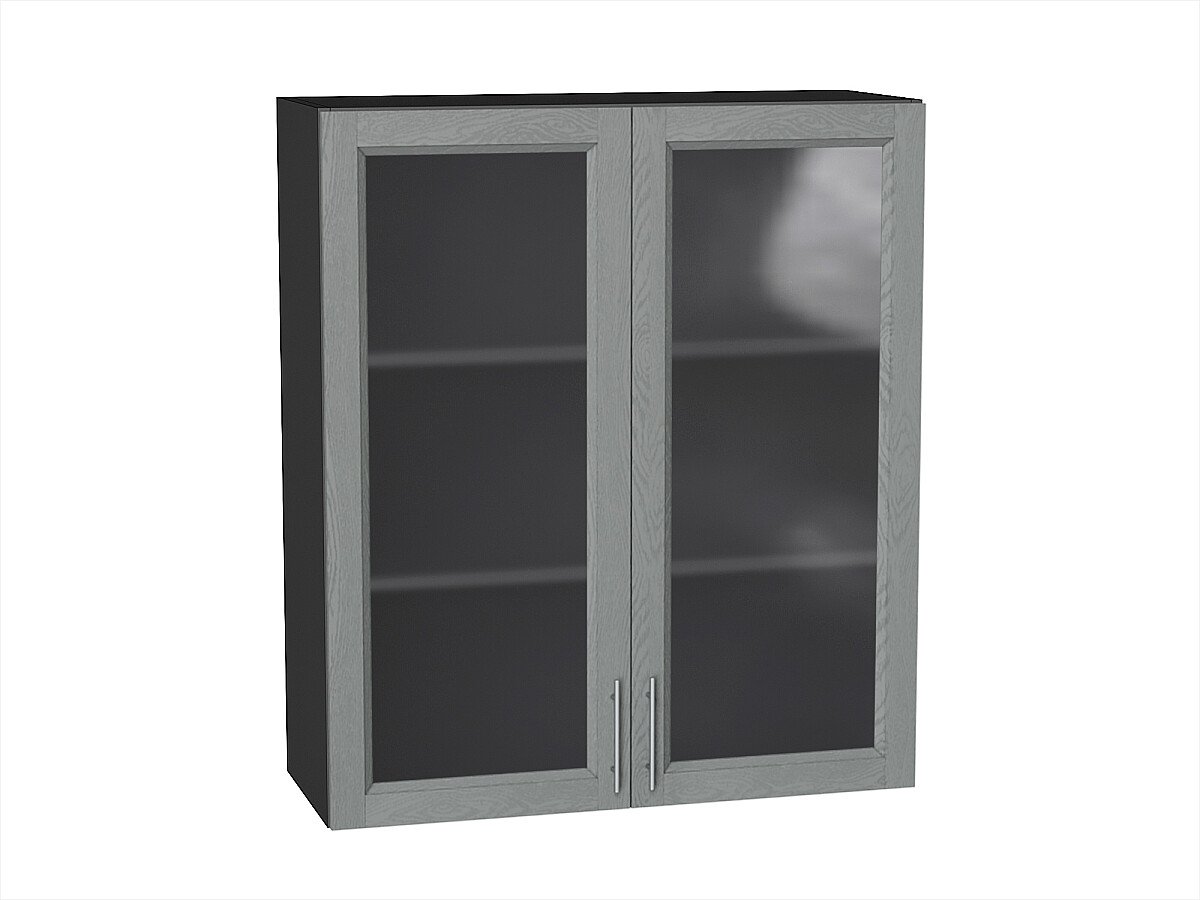 Шкаф верхний с 2-мя остекленными дверцами Сканди Grey Softwood Graphite 920*800*320
