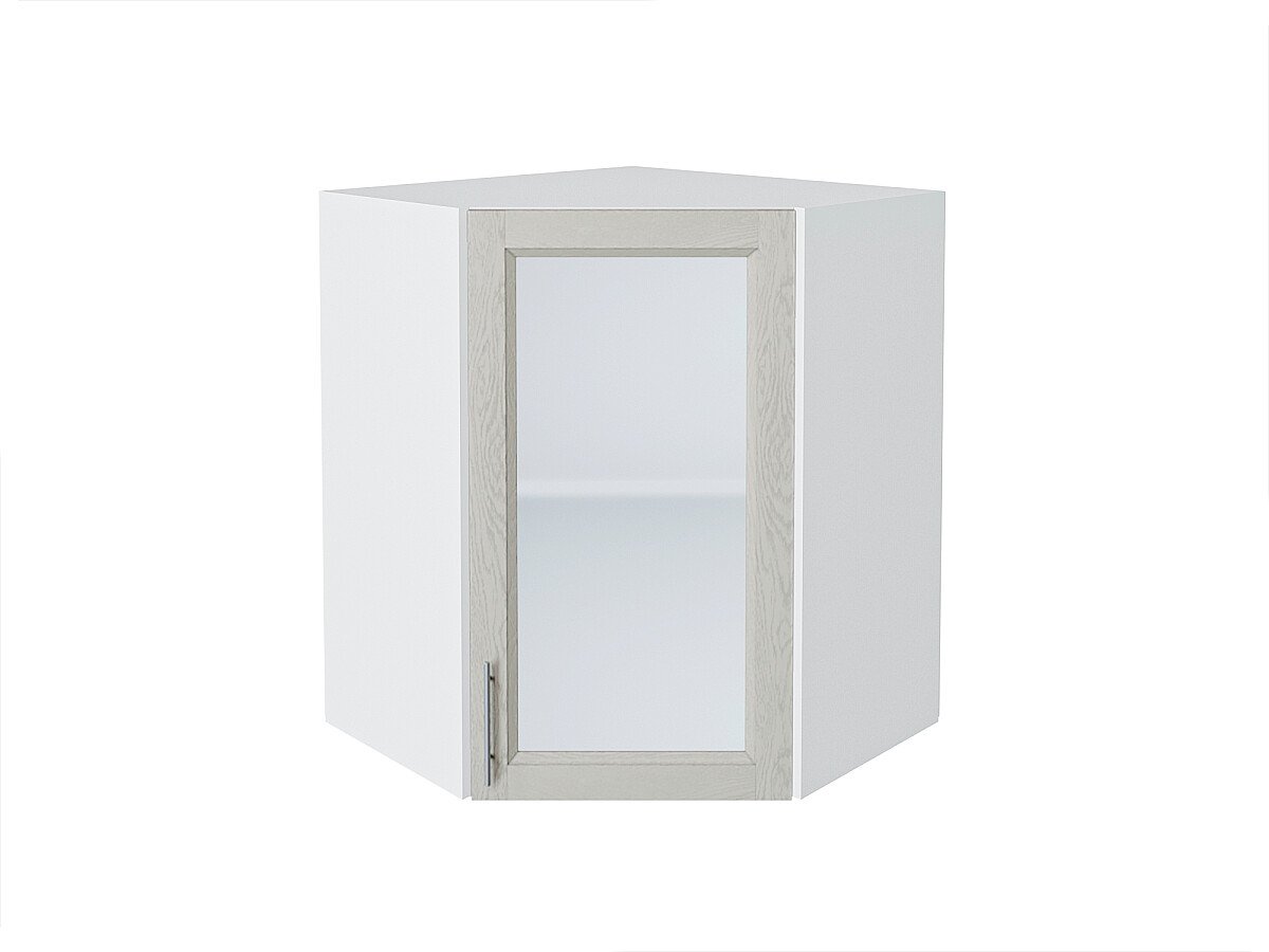 Шкаф верхний угловой остекленный Сканди Cappuccino Softwood Белый 716*600*600