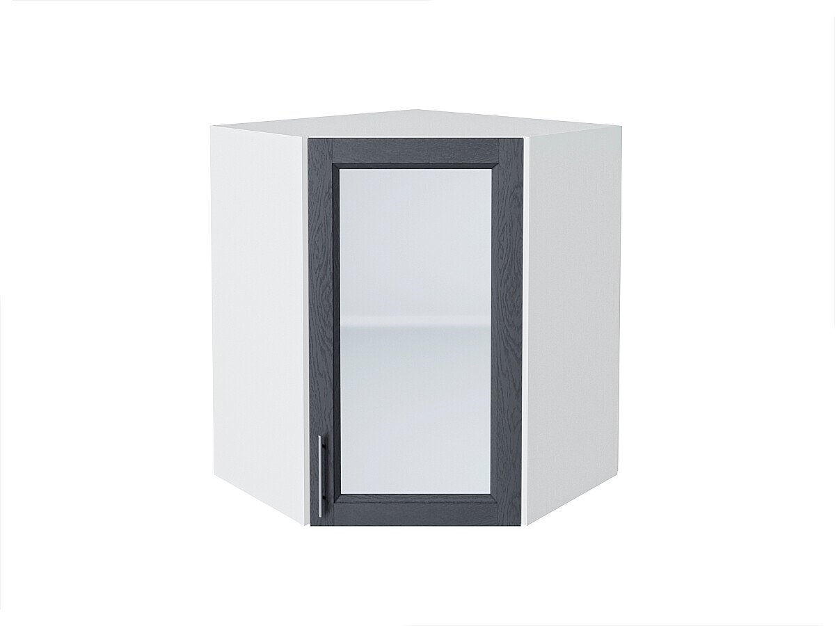 Шкаф верхний угловой остекленный Сканди Graphite Softwood Белый 716*600*600