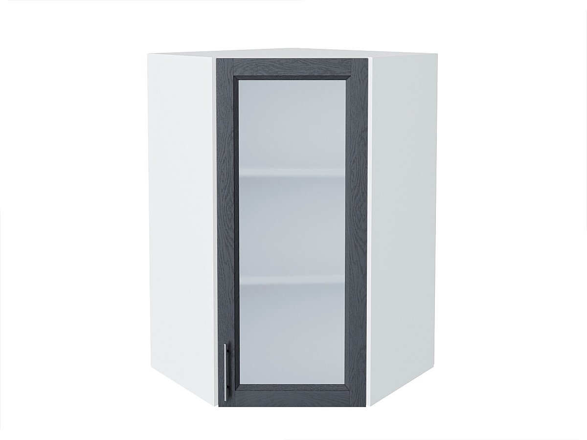 Шкаф верхний угловой остекленный Сканди Graphite Softwood Белый 920*600*600