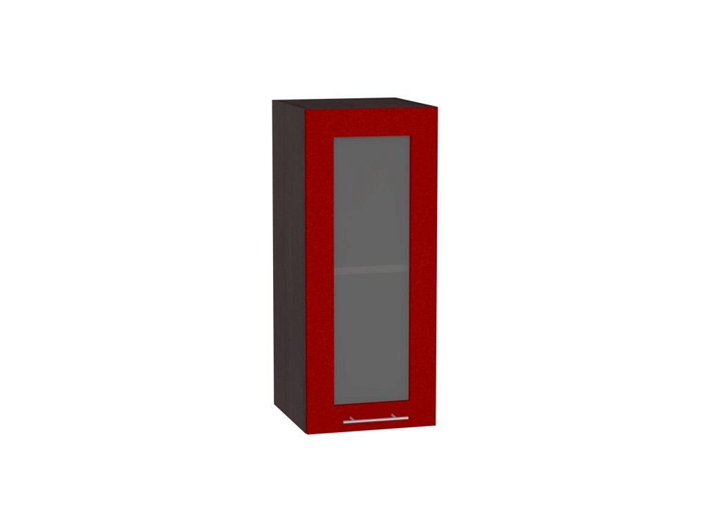 Шкаф верхний с 1-ой остекленной дверцей Валерия-М В 300 Гранатовый металлик-Венге
