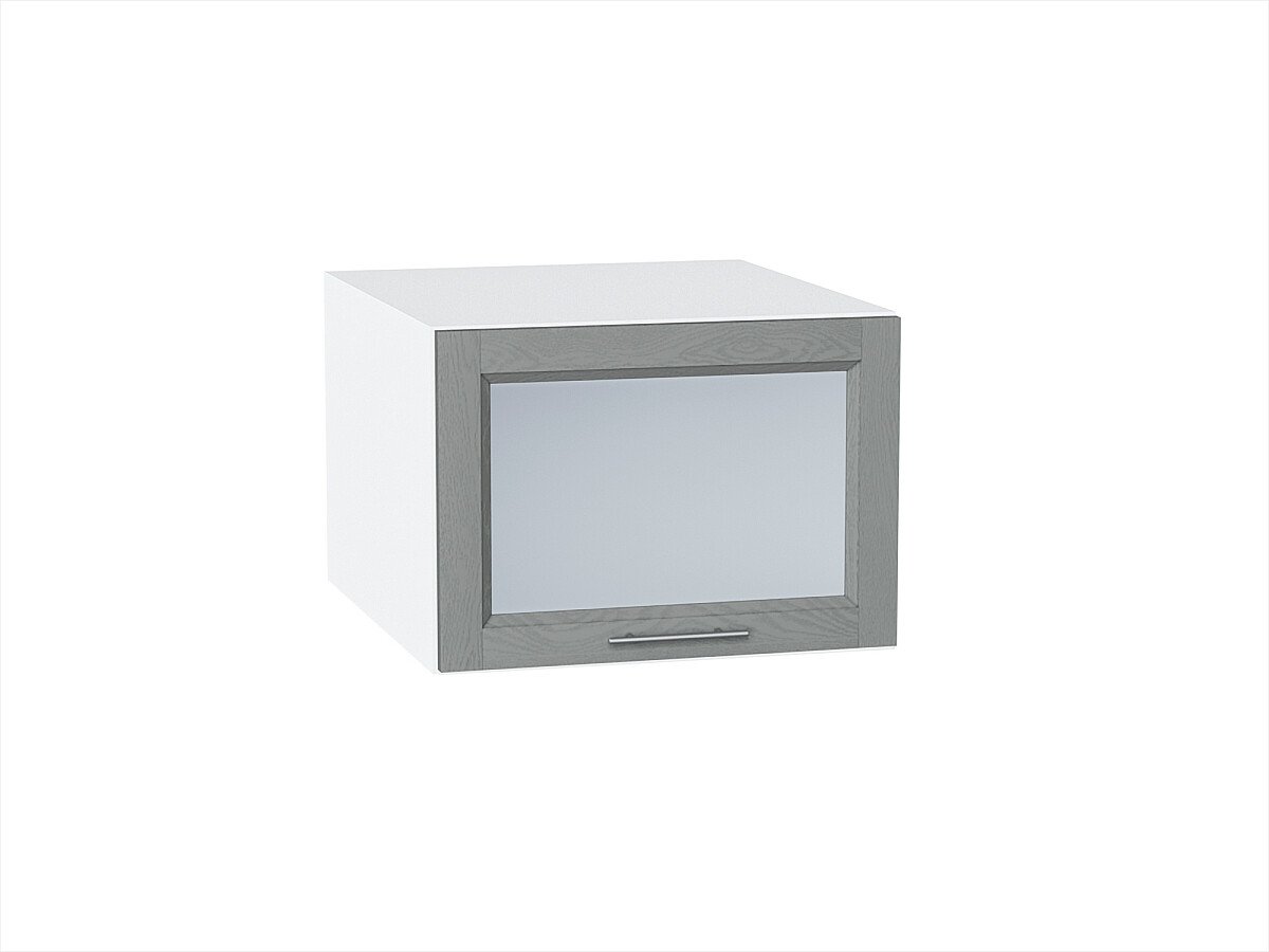 Шкаф верхний горизонтальный остекленный глубокий Сканди Grey Softwood Белый 358*500*576