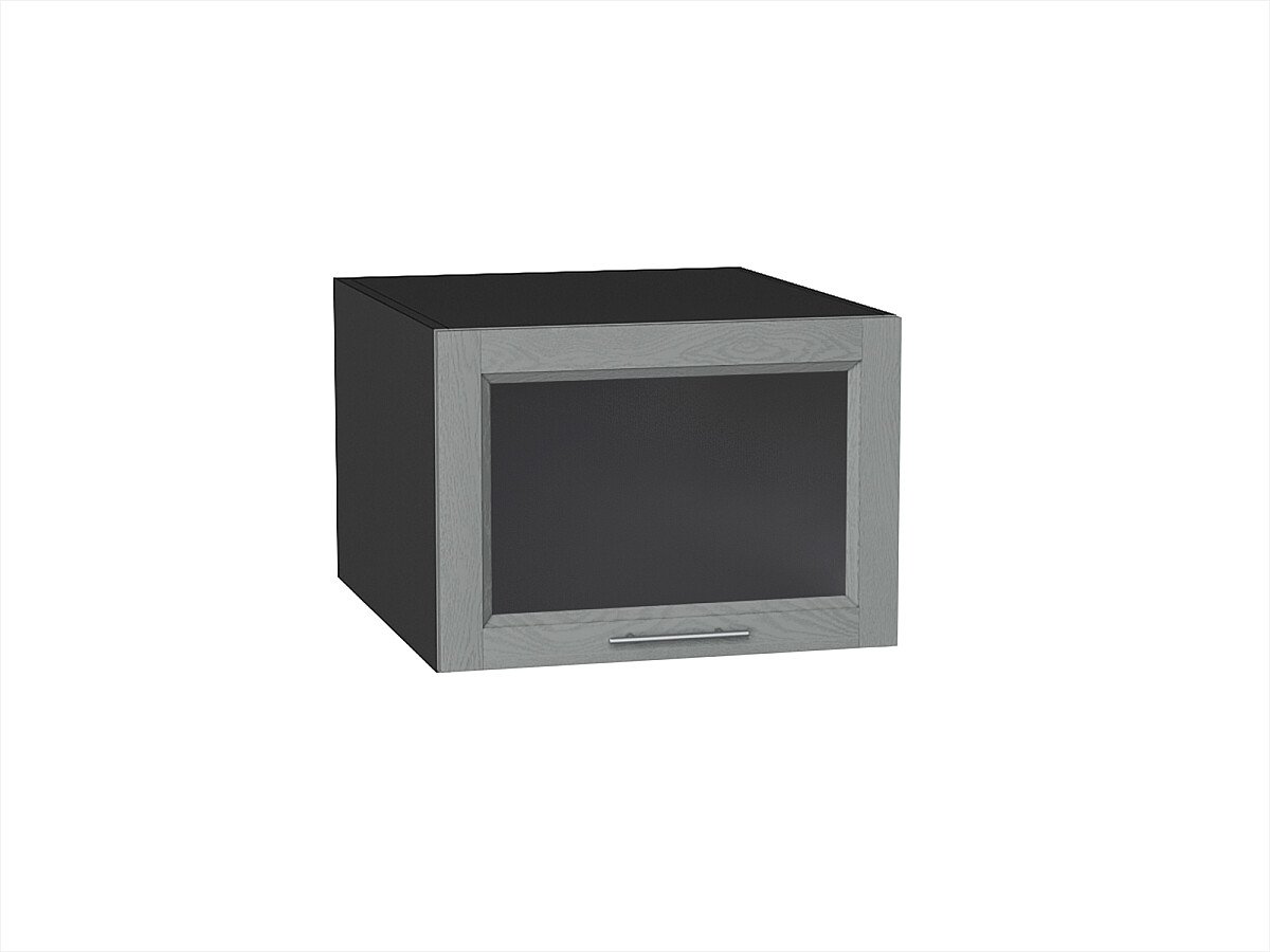 Шкаф верхний горизонтальный остекленный глубокий Сканди Grey Softwood Graphite 358*500*576