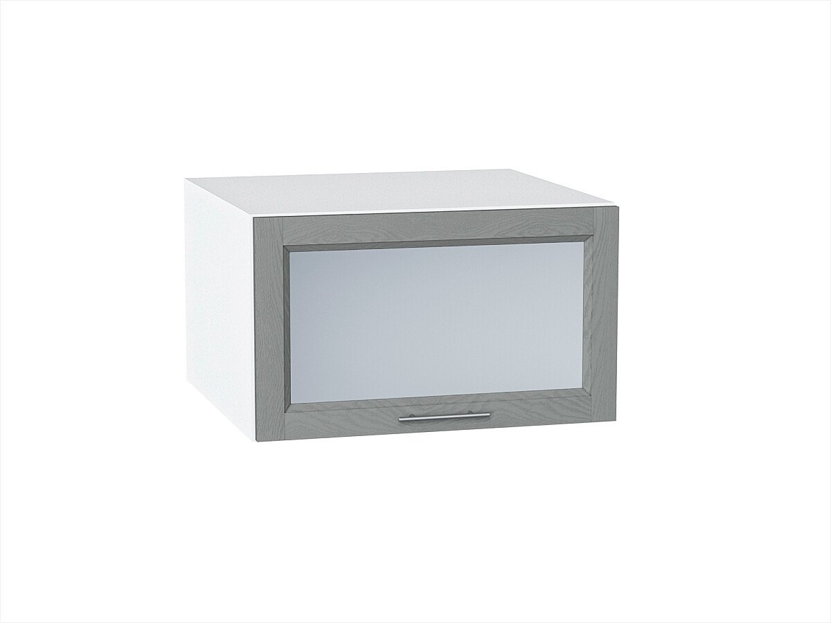 Шкаф верхний горизонтальный остекленный глубокий Сканди Grey Softwood Белый 358*600*576