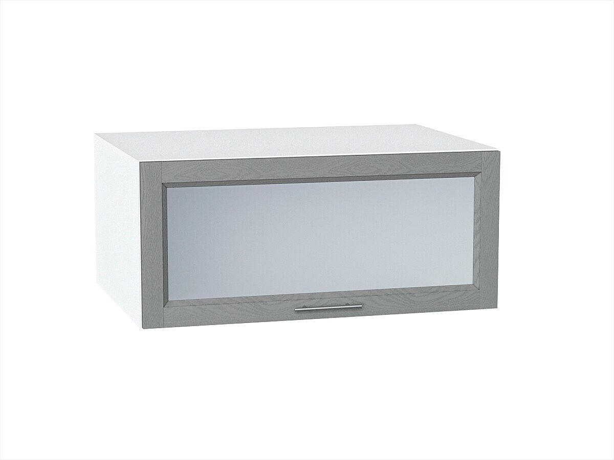 Шкаф верхний горизонтальный остекленный глубокий Сканди Grey Softwood Белый 358*800*576