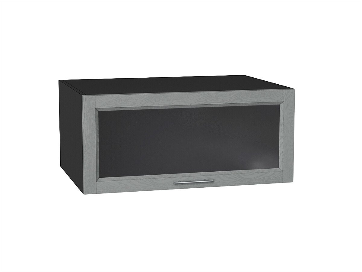 Шкаф верхний горизонтальный остекленный глубокий Сканди Grey Softwood Graphite 358*800*576