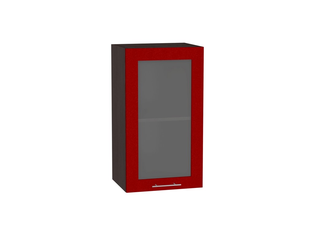 Шкаф верхний с 1-ой остекленной дверцей Валерия-М В 400 Гранатовый металлик-Венге
