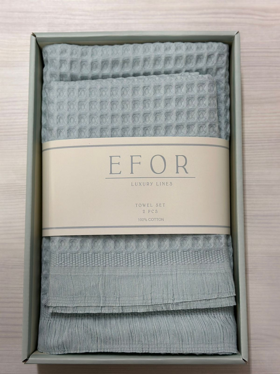 Набор вафельных полотенец EFOR из 2-х предметов (50 х 90 и 70 х 140) WAFFLE минтоловый MINT коробка