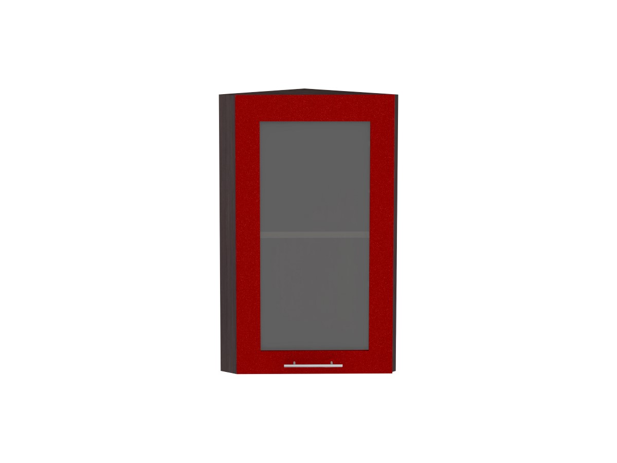 Шкаф верхний торцевой остекленный Валерия-М ВТ 230 Гранатовый металлик-Венге